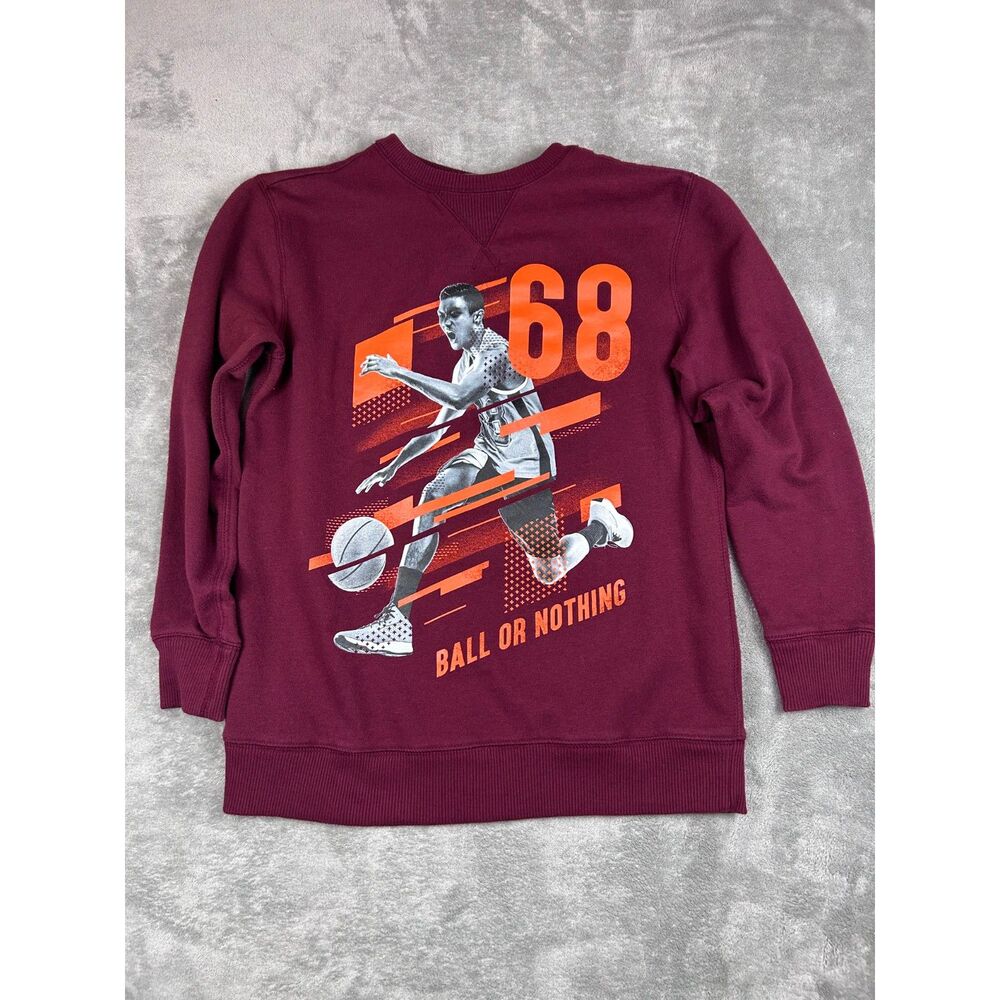 The Children’s Place Boys L 10/12 Burgundy Basketball Graphic Sweatshirt 68